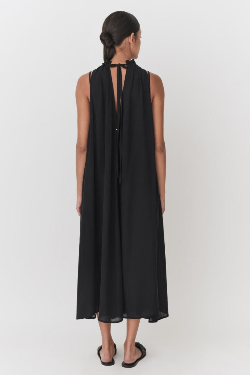 Vestido Cuyana Gathered-Neck Maxi Cover Up Mujer Negras | MXX783HO