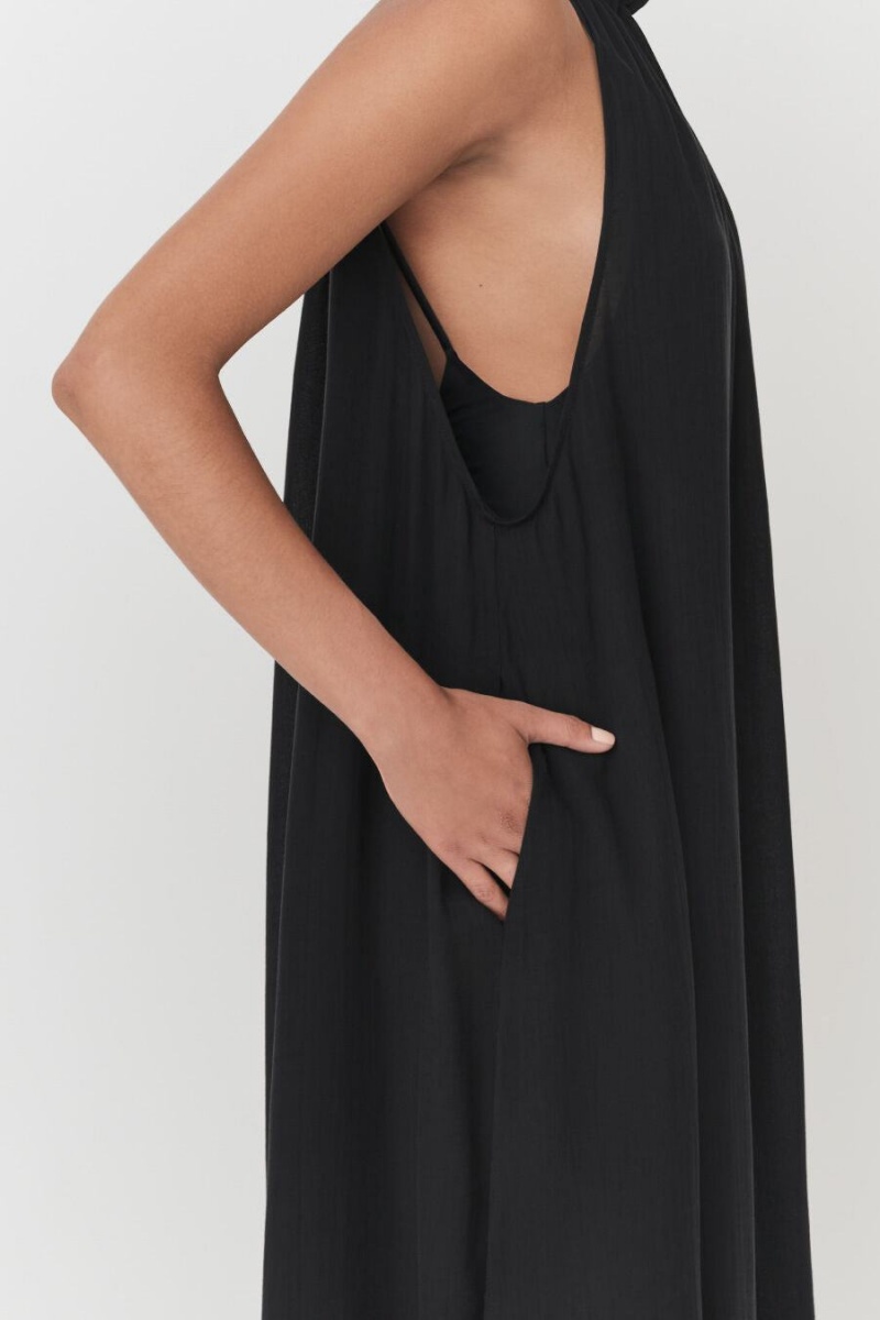 Vestido Cuyana Gathered-Neck Maxi Cover Up Mujer Negras | MXX783HO