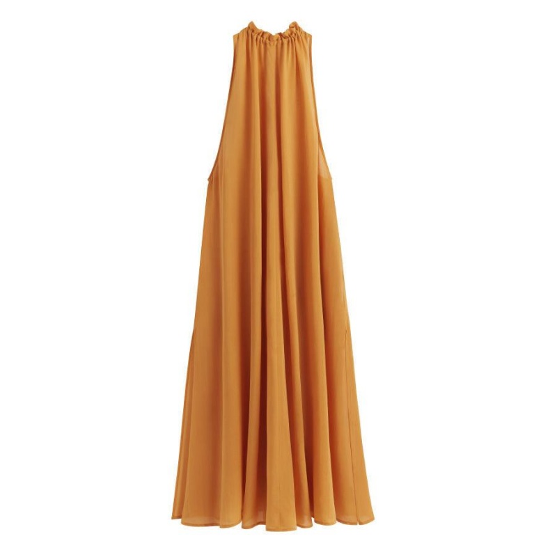 Vestido Cuyana Gathered-Neck Maxi Cover Up Mujer Amarillo | EUA6770VD