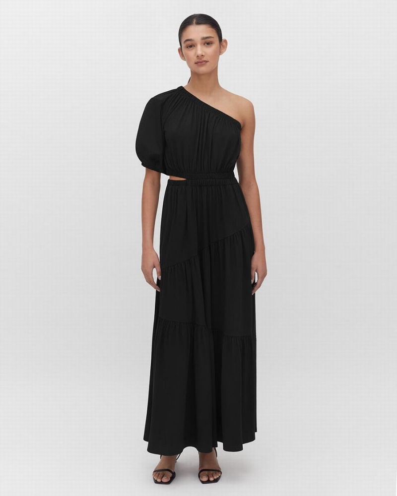 Vestido Cuyana Gathered One Shoulder Mujer Negras | III3863DH