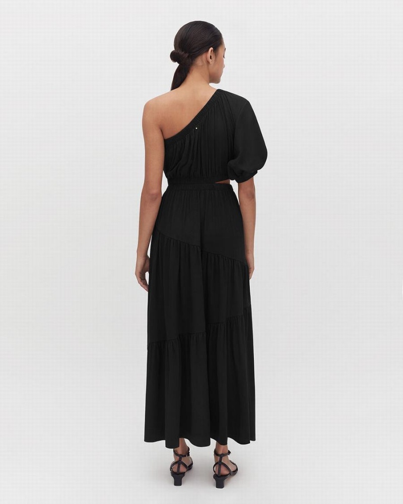Vestido Cuyana Gathered One Shoulder Mujer Negras | III3863DH