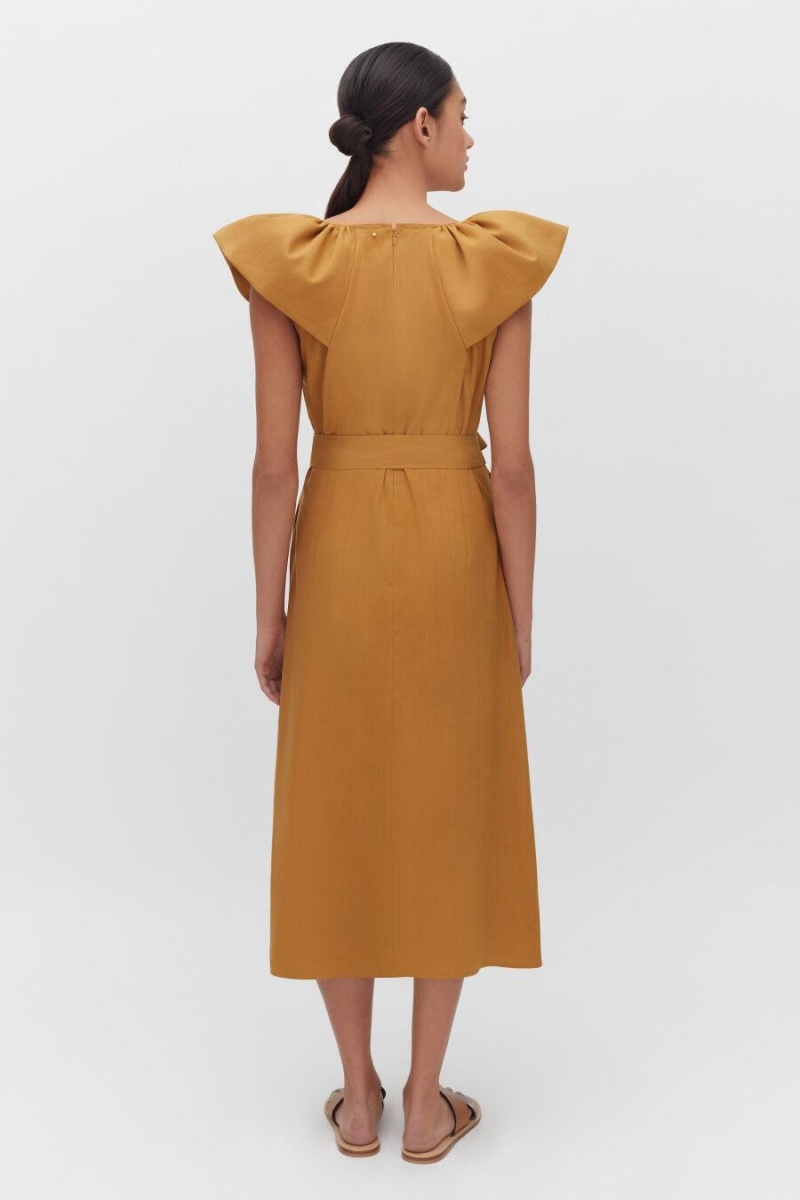 Vestido Cuyana Linen Flutter Sleeve Mujer Naranjas | LMZ6029QL