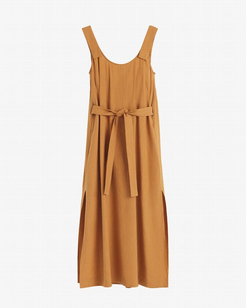 Vestido Cuyana Linen Gathered Back Mujer Naranjas | IGD4380UC