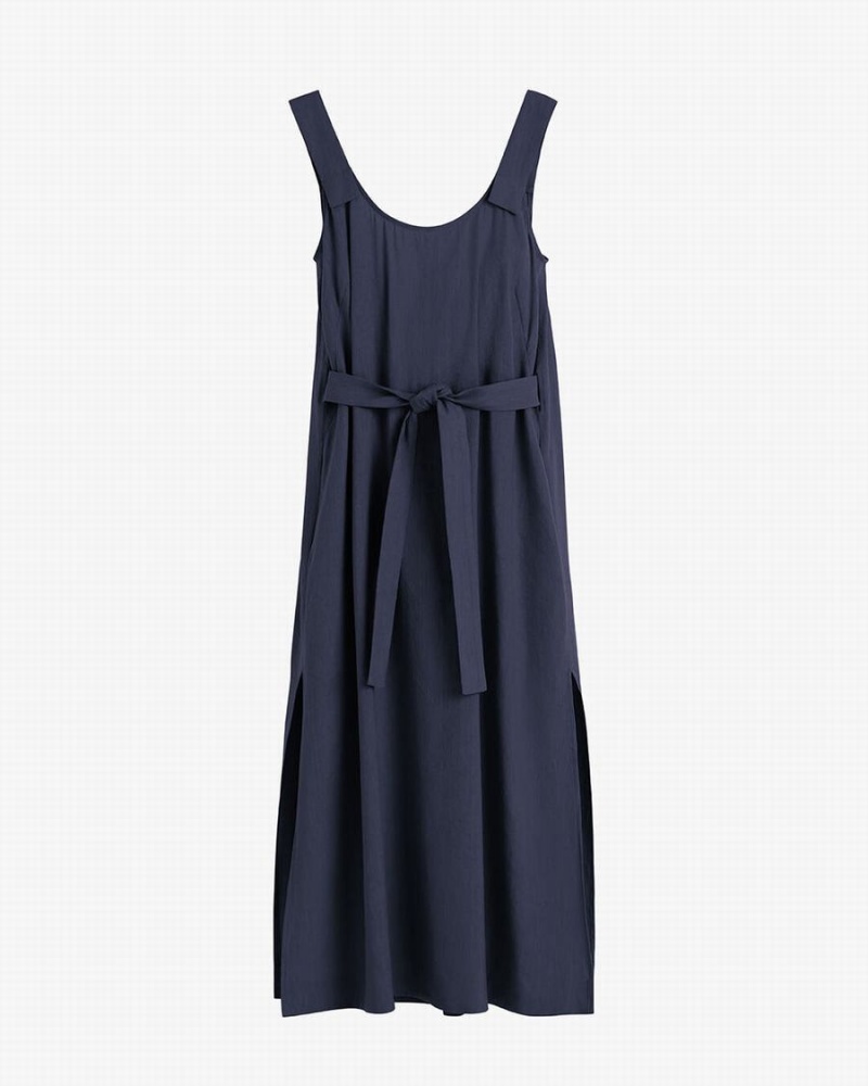 Vestido Cuyana Linen Gathered Back Mujer Azul Marino | KSZ8049QV