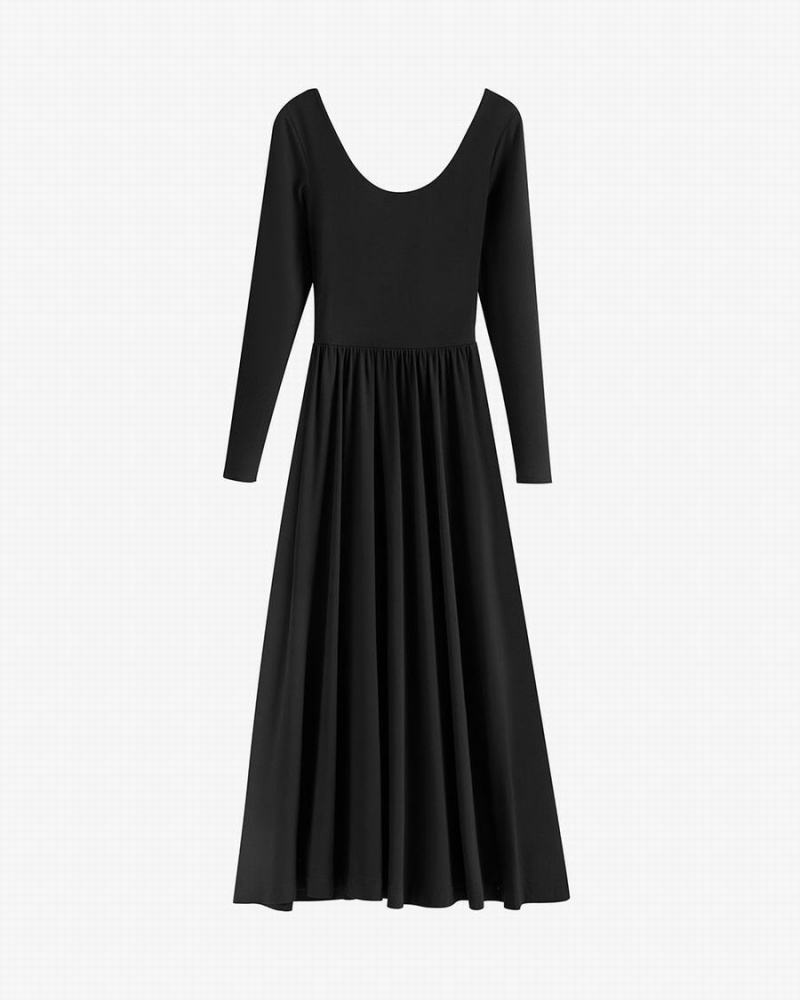 Vestido Cuyana Long Sleeve Scoop Neck Mujer Negras | TQN2952EK