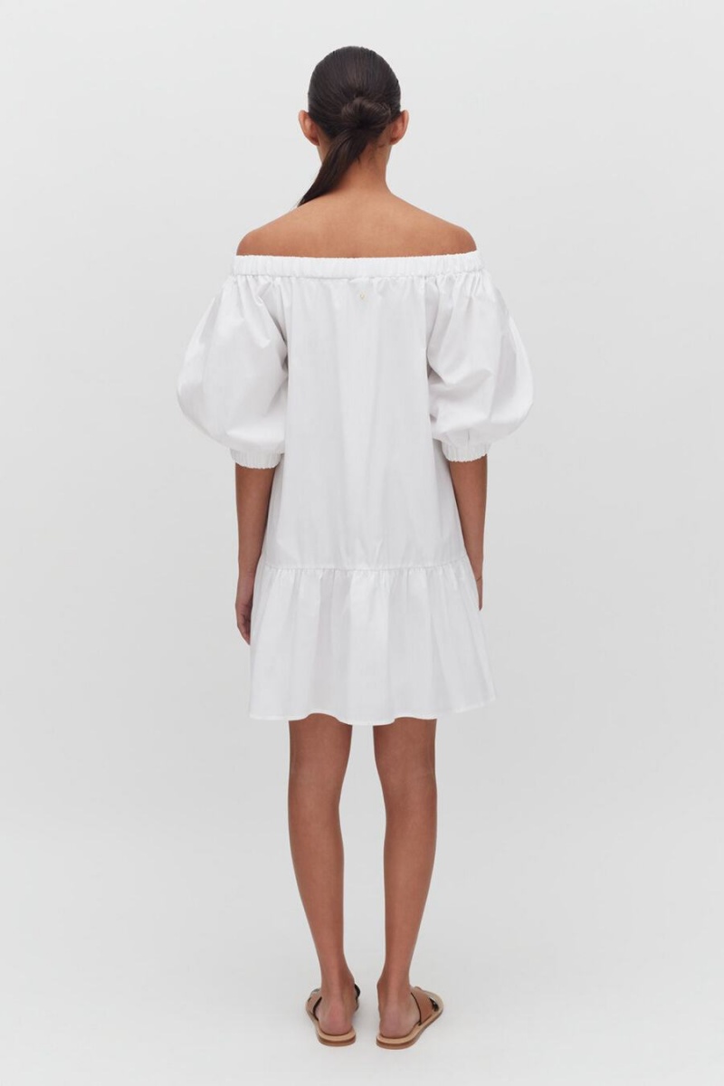 Vestido Cuyana Poplin Off The Shoulder Mujer Blancas | FZT2775QV