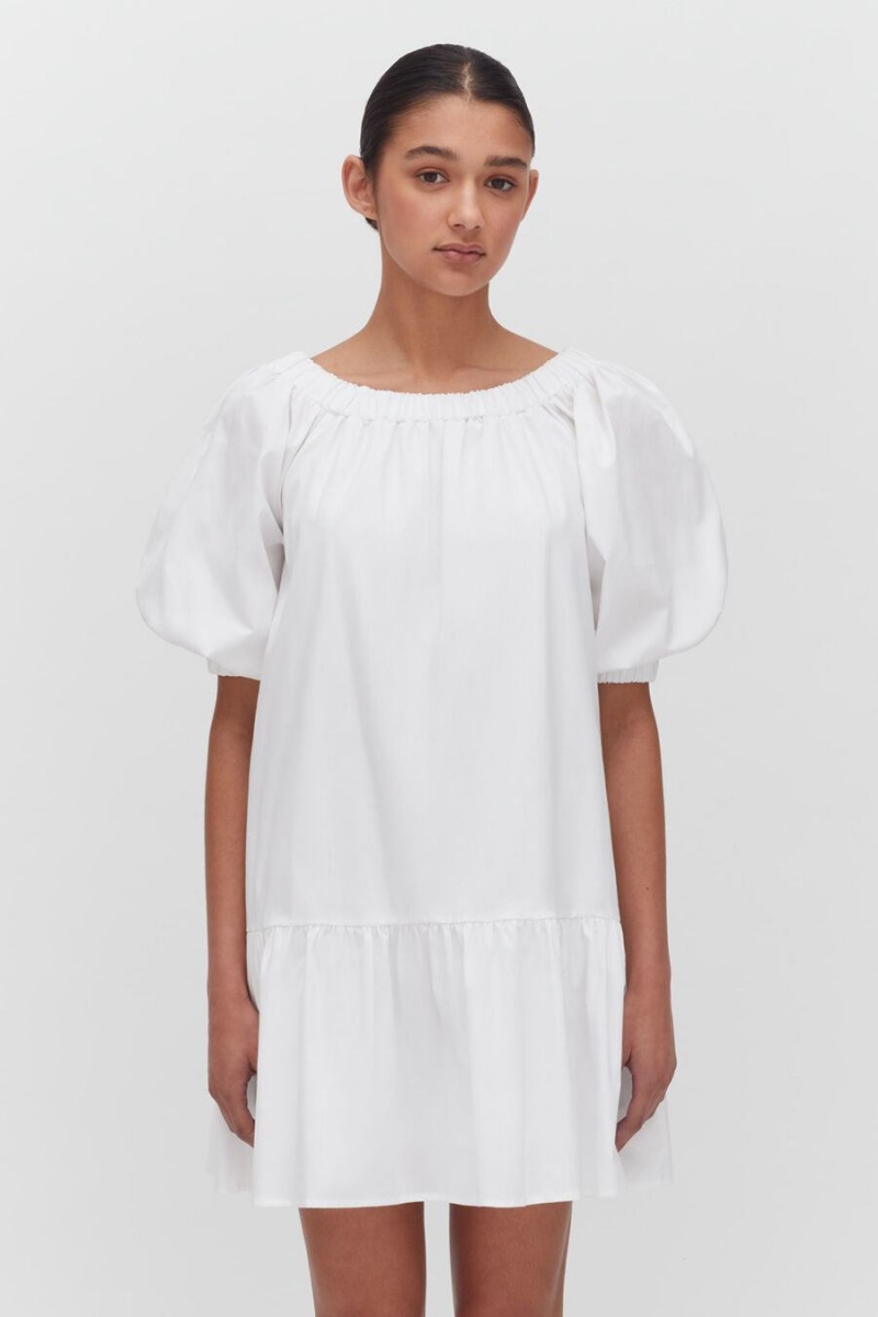 Vestido Cuyana Poplin Off The Shoulder Mujer Blancas | FZT2775QV