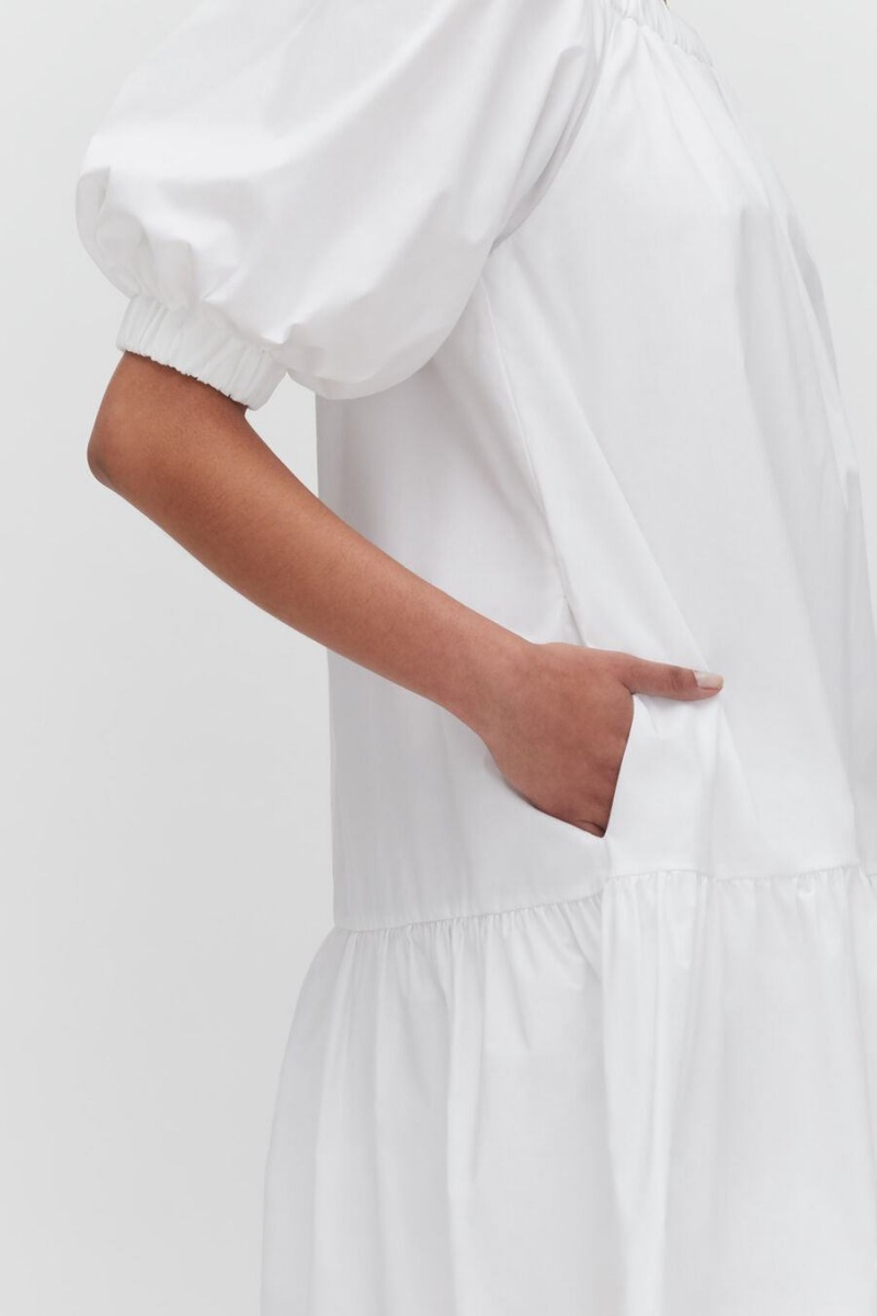 Vestido Cuyana Poplin Off The Shoulder Mujer Blancas | FZT2775QV