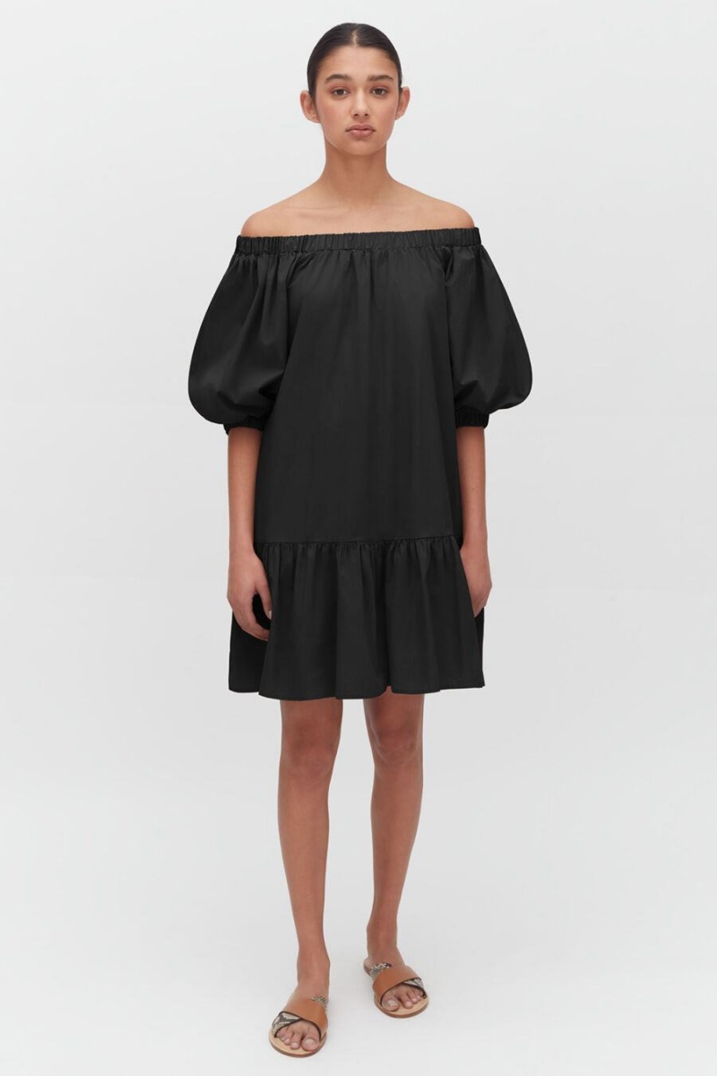 Vestido Cuyana Poplin Off The Shoulder Mujer Negras | HHQ179NK