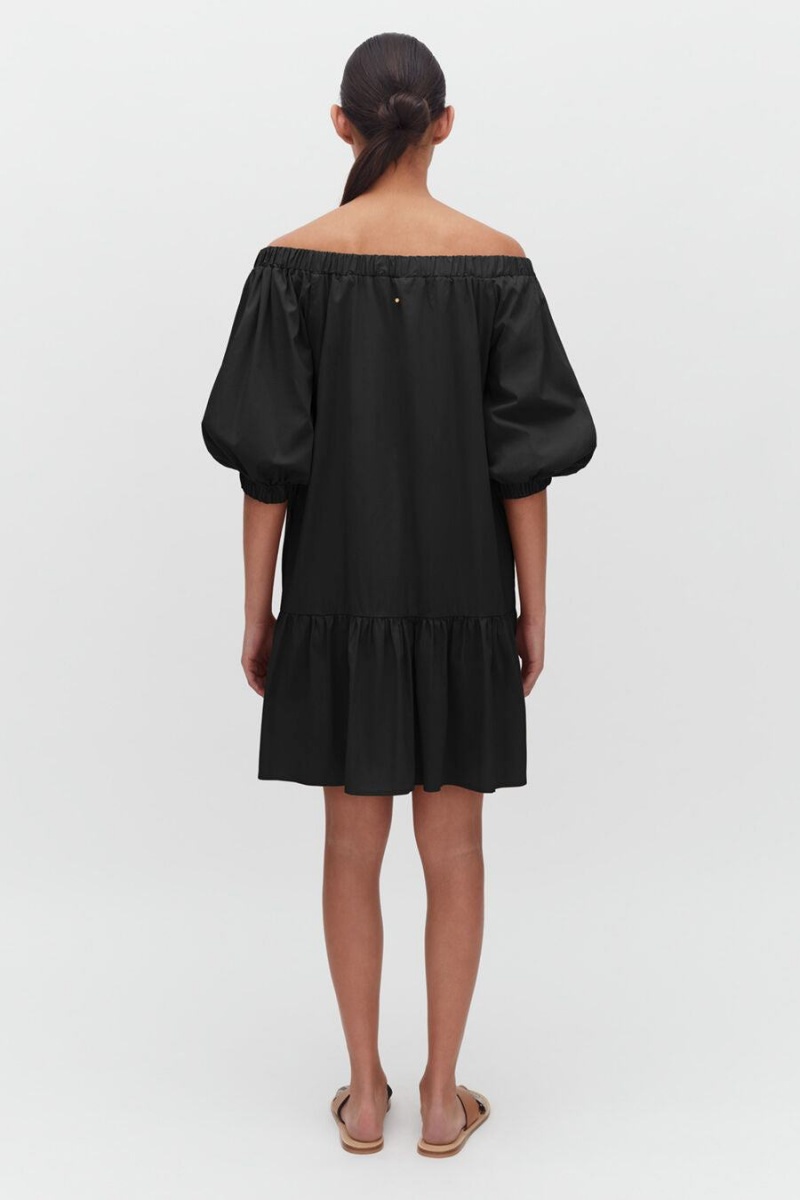 Vestido Cuyana Poplin Off The Shoulder Mujer Negras | HHQ179NK