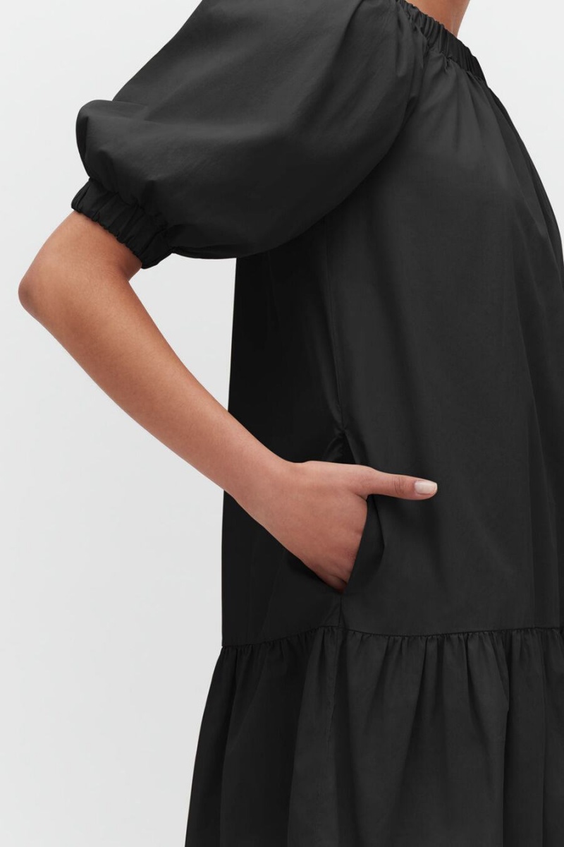 Vestido Cuyana Poplin Off The Shoulder Mujer Negras | HHQ179NK