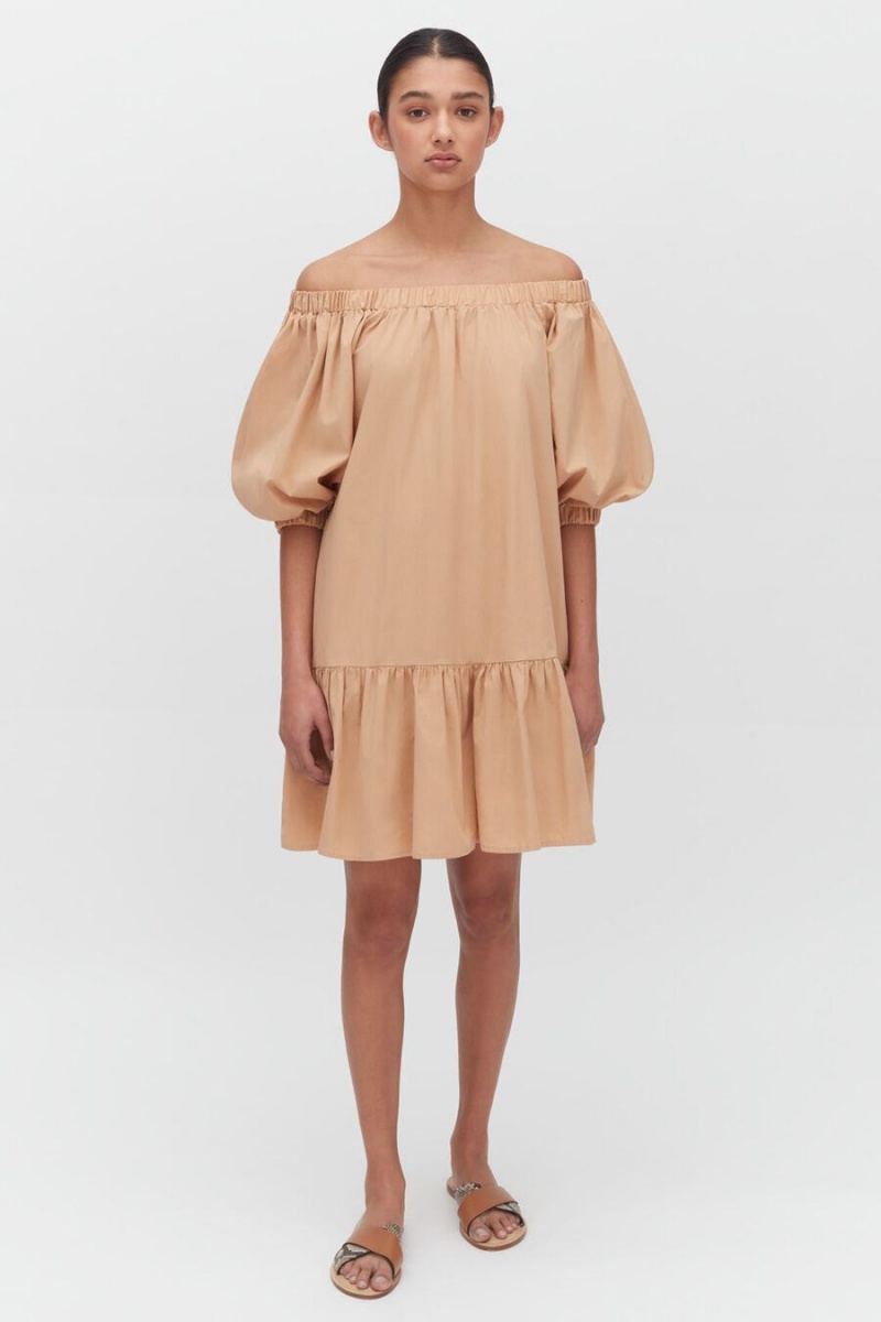 Vestido Cuyana Poplin Off The Shoulder Mujer Coral Claro | KLI2379PF