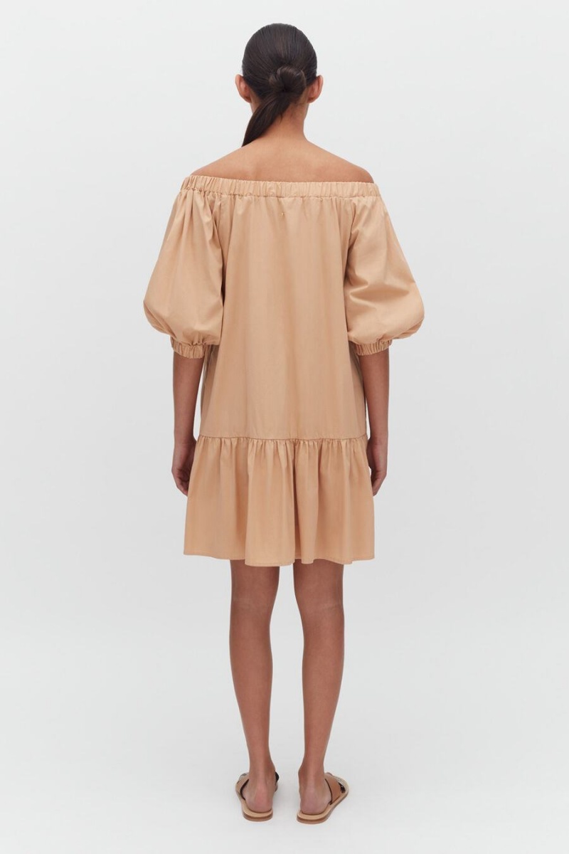 Vestido Cuyana Poplin Off The Shoulder Mujer Coral Claro | KLI2379PF