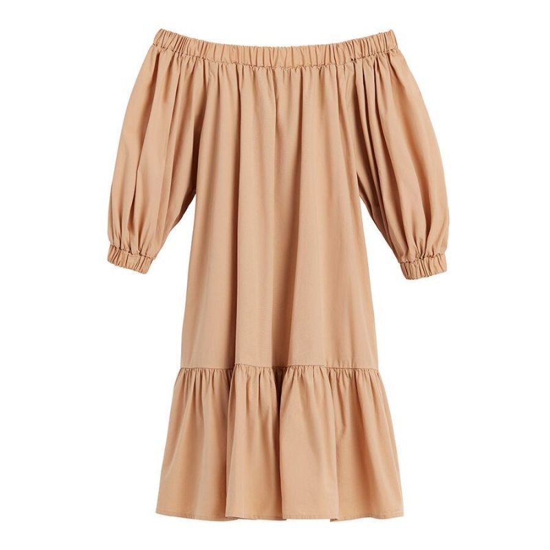 Vestido Cuyana Poplin Off The Shoulder Mujer Coral Claro | KLI2379PF