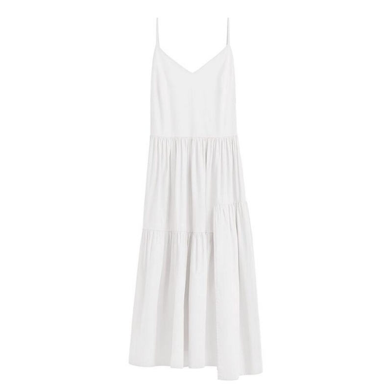 Vestido Cuyana Poplin Tiered Mujer Blancas | RZC9877TC