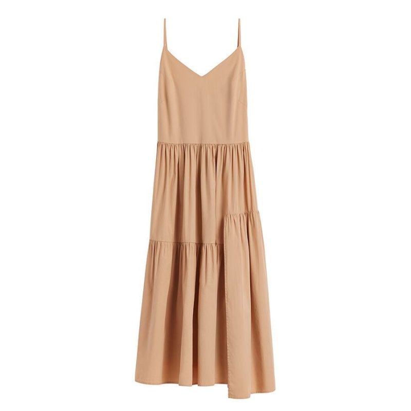 Vestido Cuyana Poplin Tiered Mujer Coral Claro | VJH4620BZ