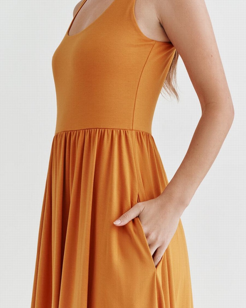 Vestido Cuyana Scoop Neck Mujer Amarillo | HAC886BP