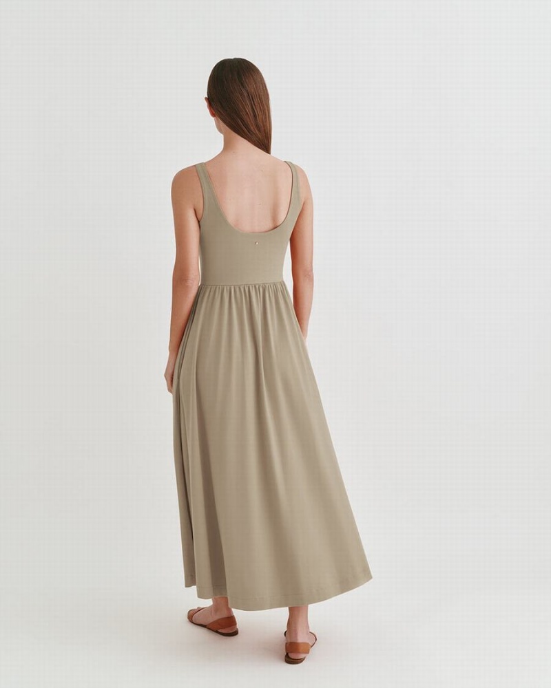 Vestido Cuyana Scoop Neck Mujer Verde | RUE3717SP