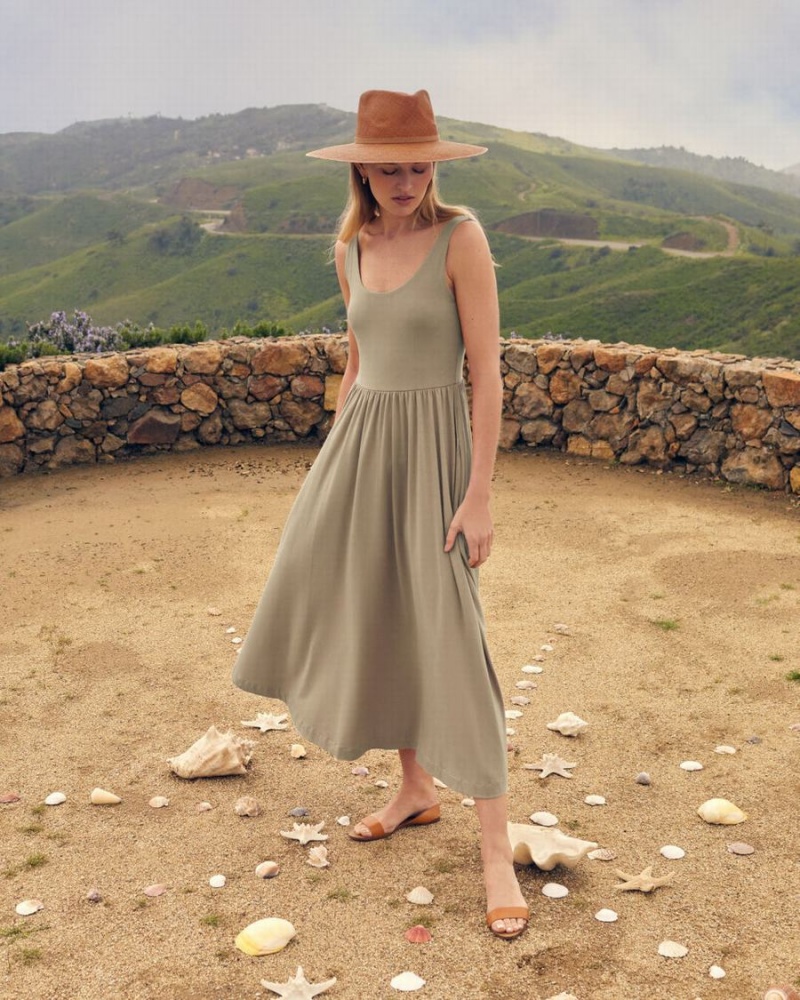 Vestido Cuyana Scoop Neck Mujer Verde | RUE3717SP