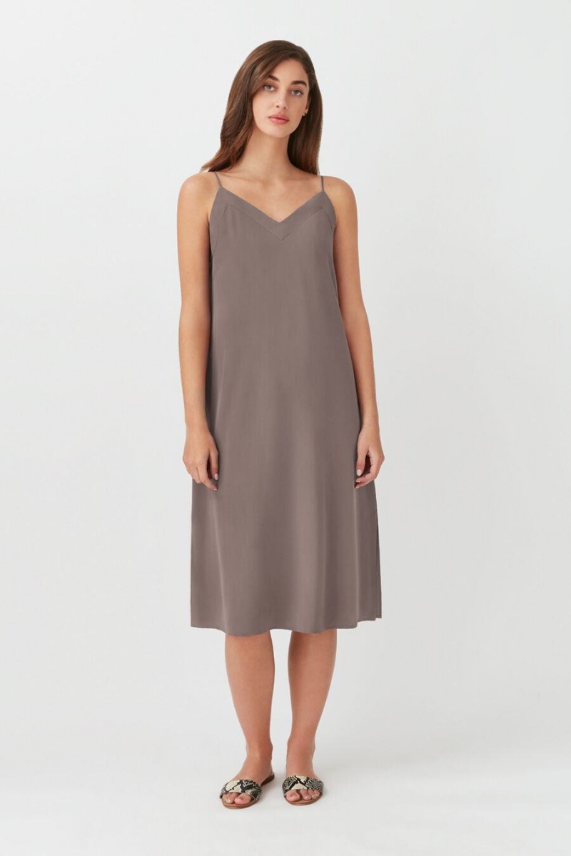 Vestido Cuyana Silk Slip Mujer Marrones Claro | TXU4716XT