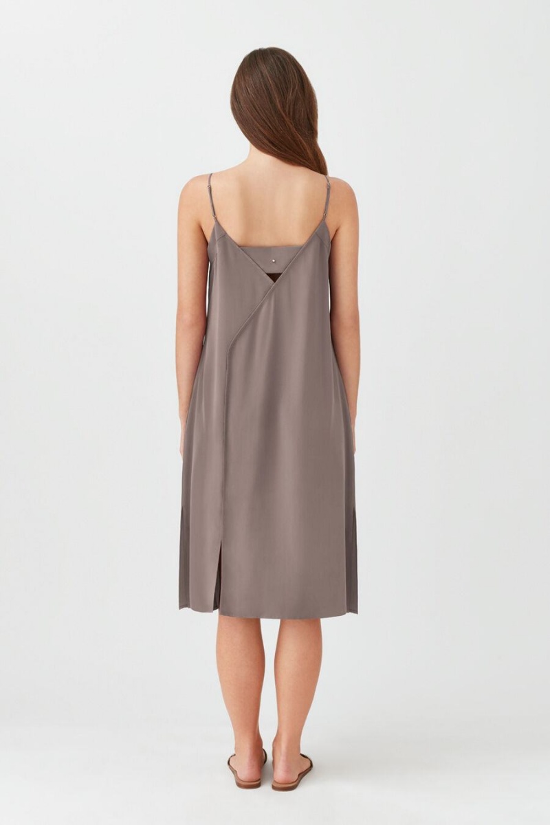 Vestido Cuyana Silk Slip Mujer Marrones Claro | TXU4716XT