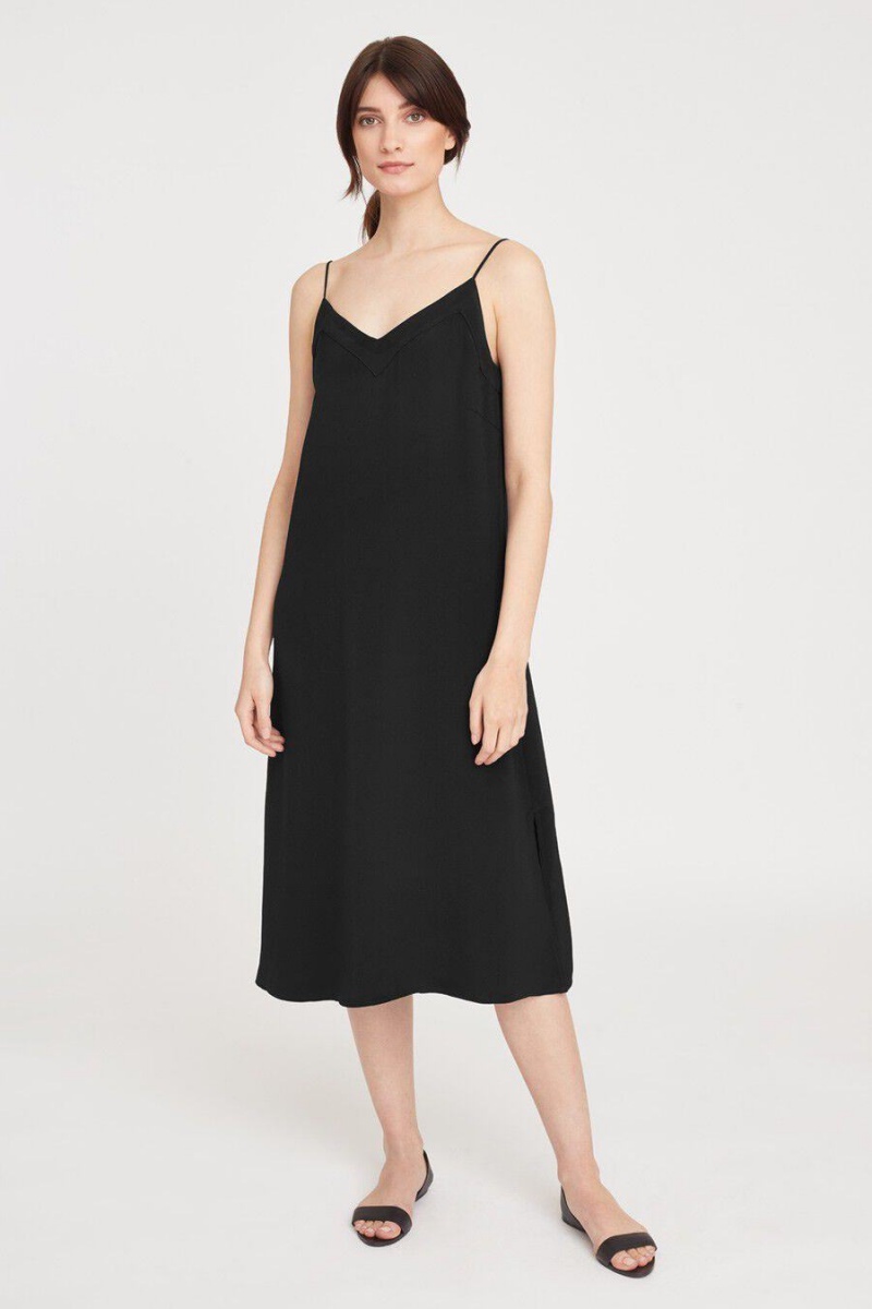 Vestido Cuyana Silk Slip Mujer Negras | PBP6541YS