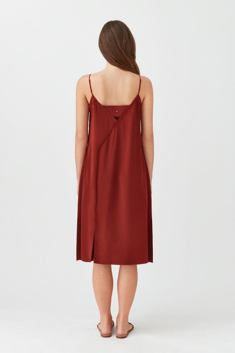 Vestido Cuyana Silk Slip Mujer Rojas Oscuro | MWD8473JD