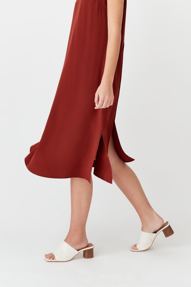 Vestido Cuyana Silk Slip Mujer Rojas Oscuro | MWD8473JD