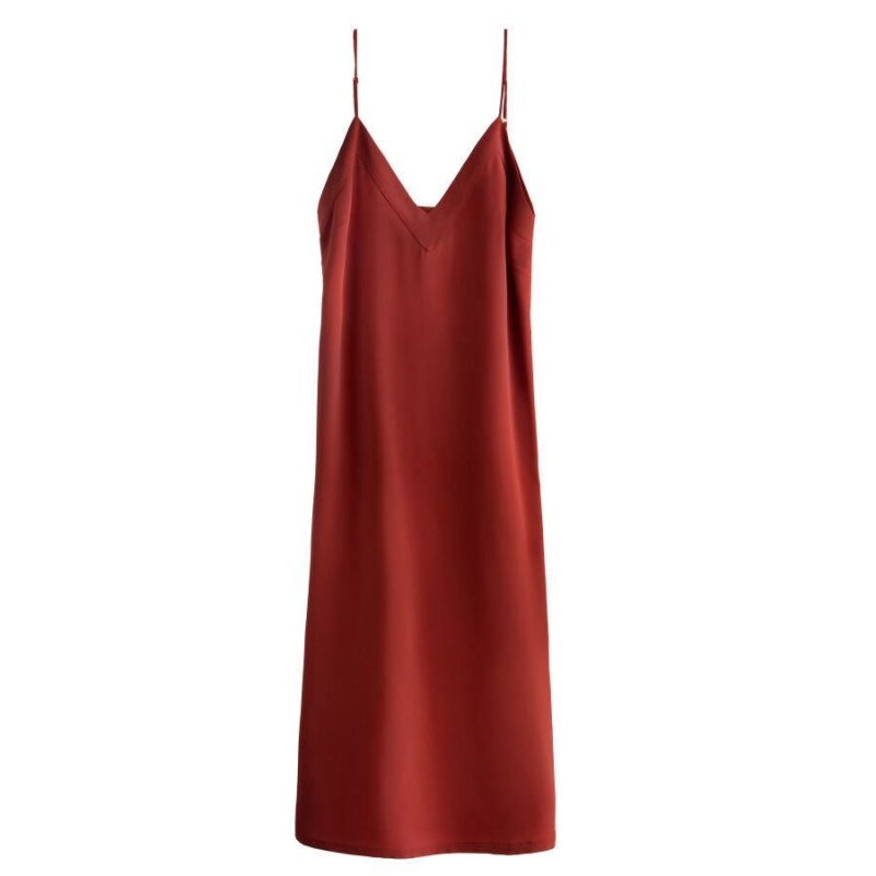 Vestido Cuyana Silk Slip Mujer Rojas Oscuro | MWD8473JD
