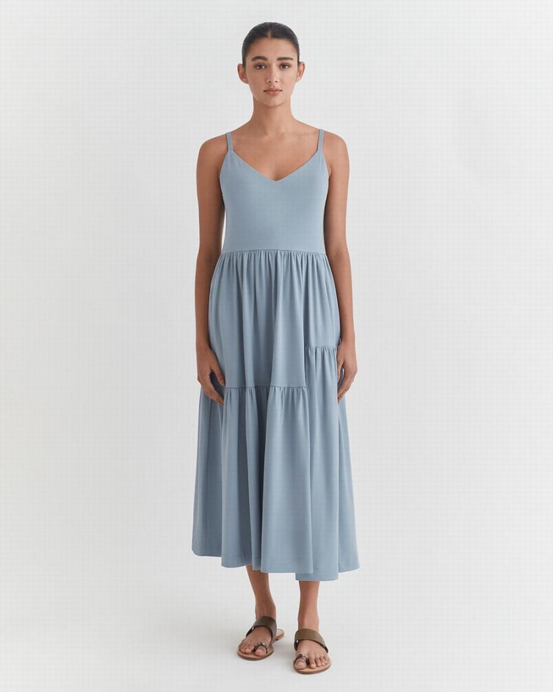Vestido Cuyana Tiered Mujer Azules | SWN3348VP