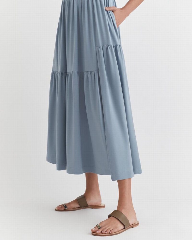 Vestido Cuyana Tiered Mujer Azules | SWN3348VP